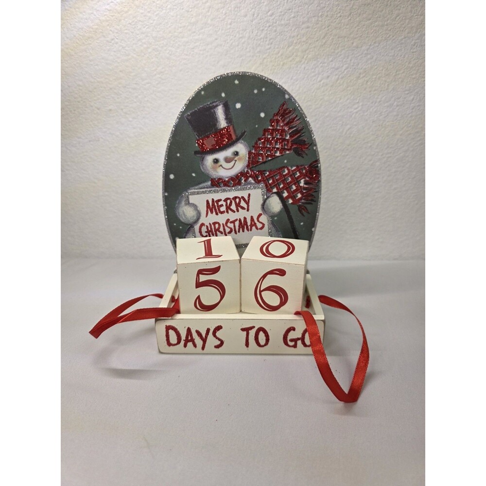 Wood "Days To Go" Snowman Snow Globe Christmas Countdown Blocks~Calendar/Advent